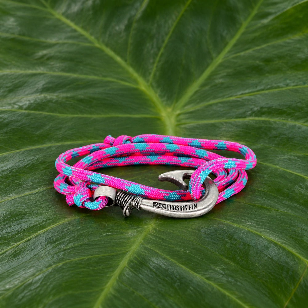 Cotton Candy Adjustable Fish Hook Bracelet- Glow Under Black Light
