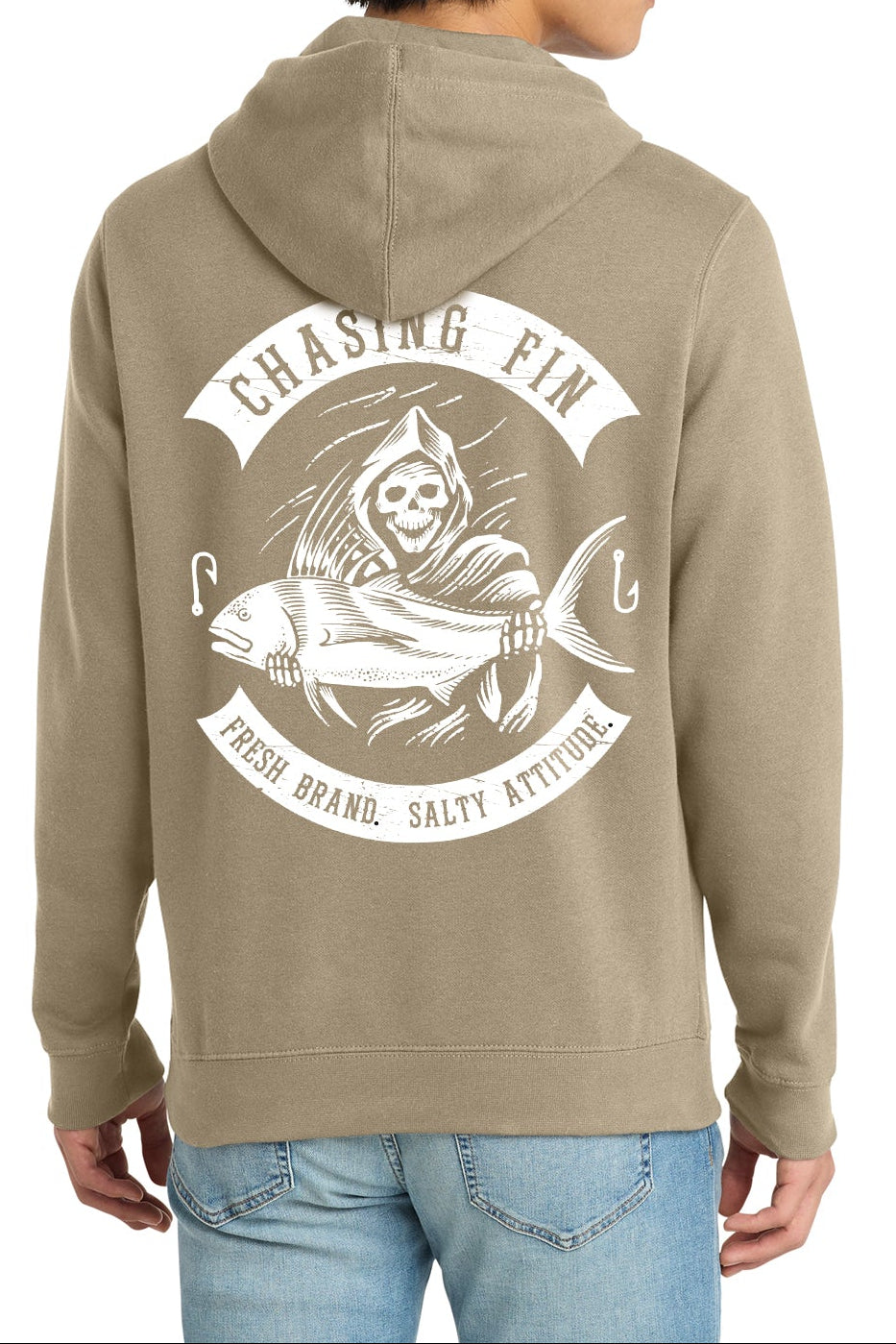Saltwater Reaper Fleece Pullover Hoodie Sand