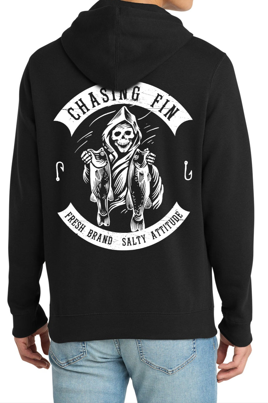 Freshwater Reaper Fleece Pullover Hoodie---Black New arrival