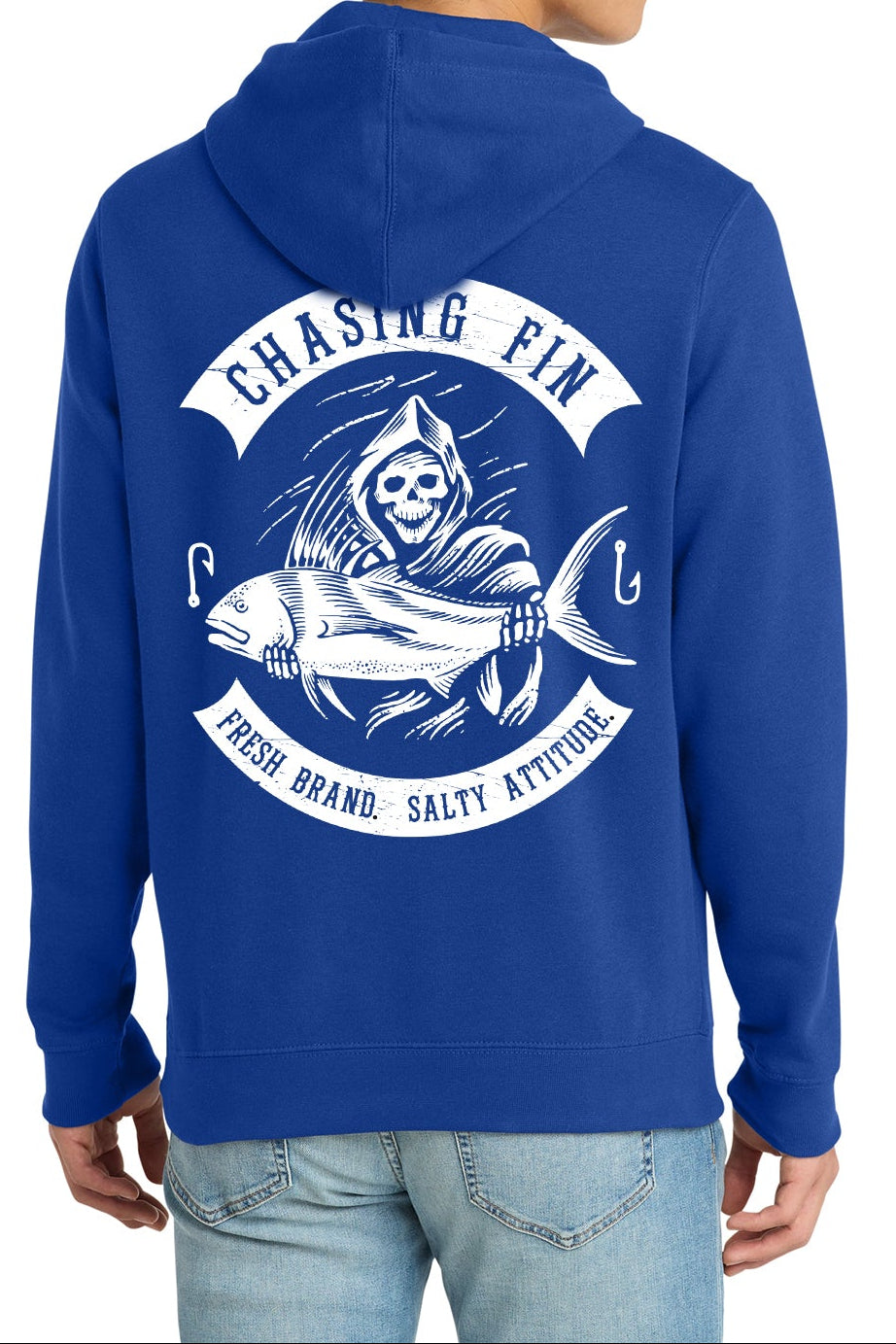 Saltwater Reaper Fleece Pullover Hoodie Blue