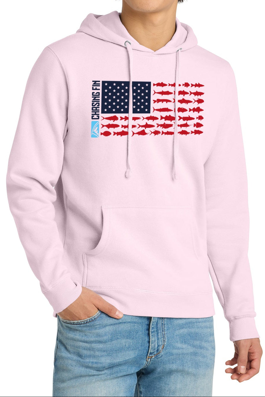 Chasing Fin Flag pink hoodie