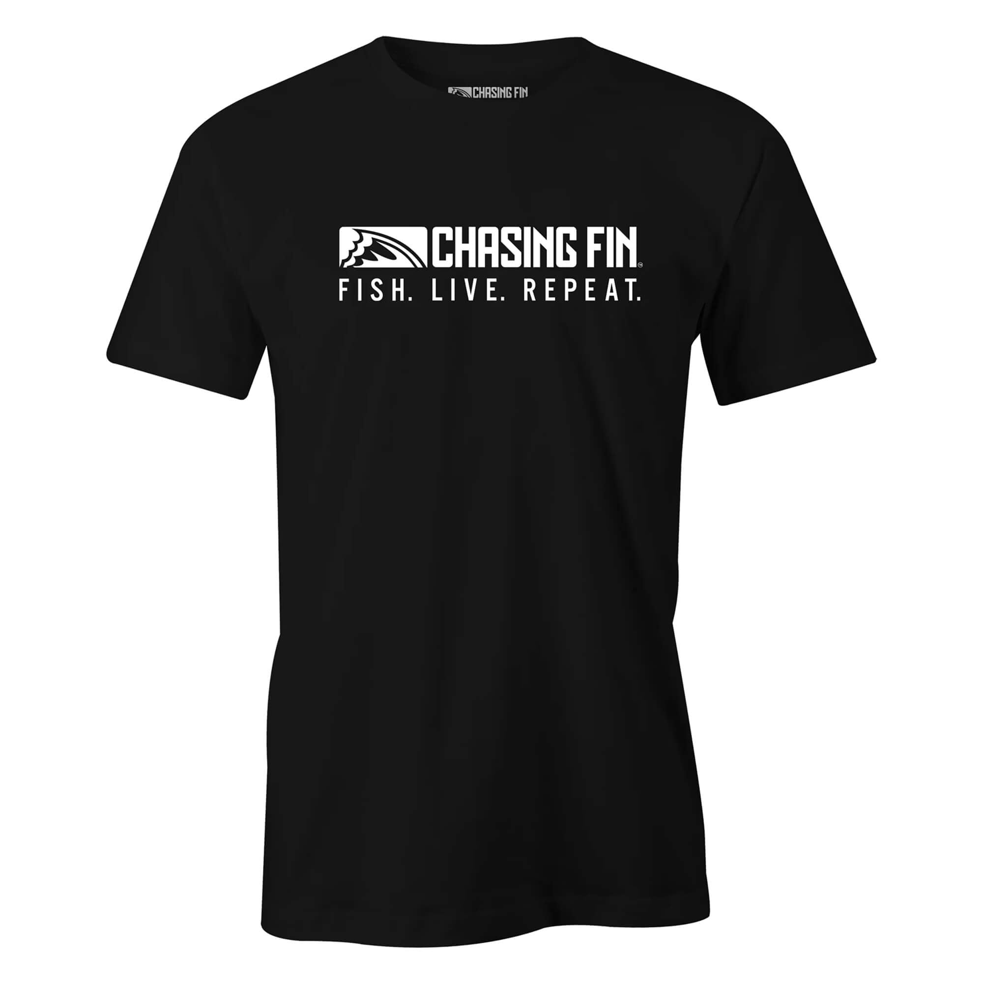 Distressed American Fish Flag Patriotic T-Shirt (Black)