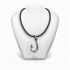 Emerald 950 Solid Silver Signature Hook Premium Leather Necklace - Artisan Legacy™
