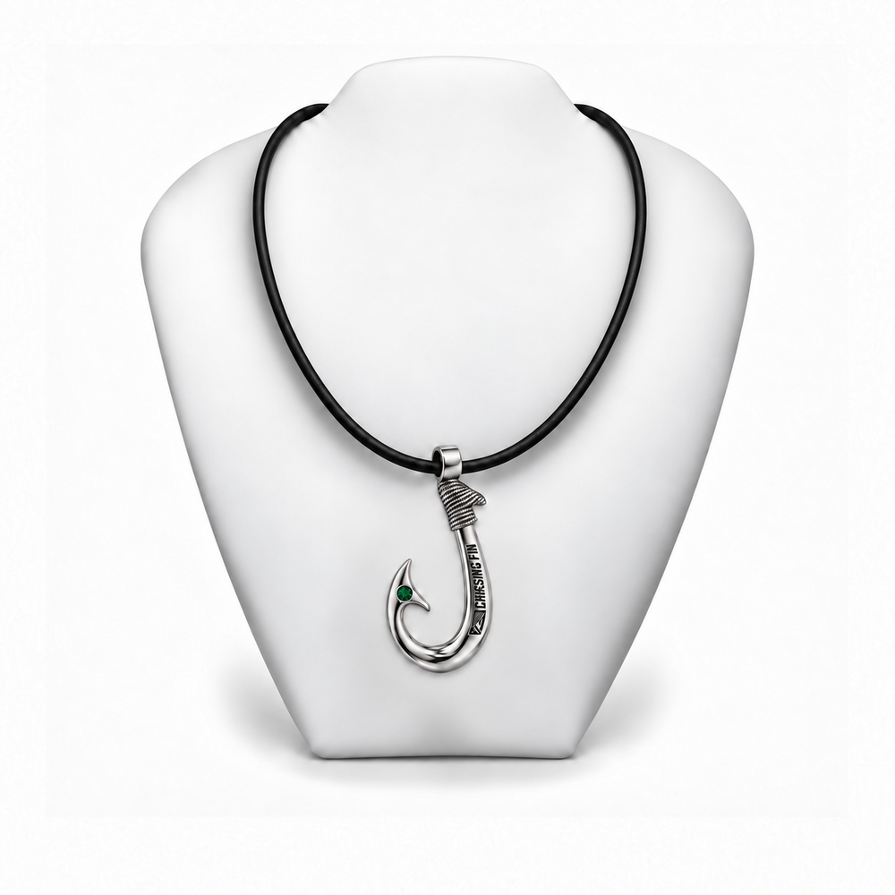 Emerald 950 Solid Silver Signature Hook Premium Leather Necklace - Artisan Legacy™