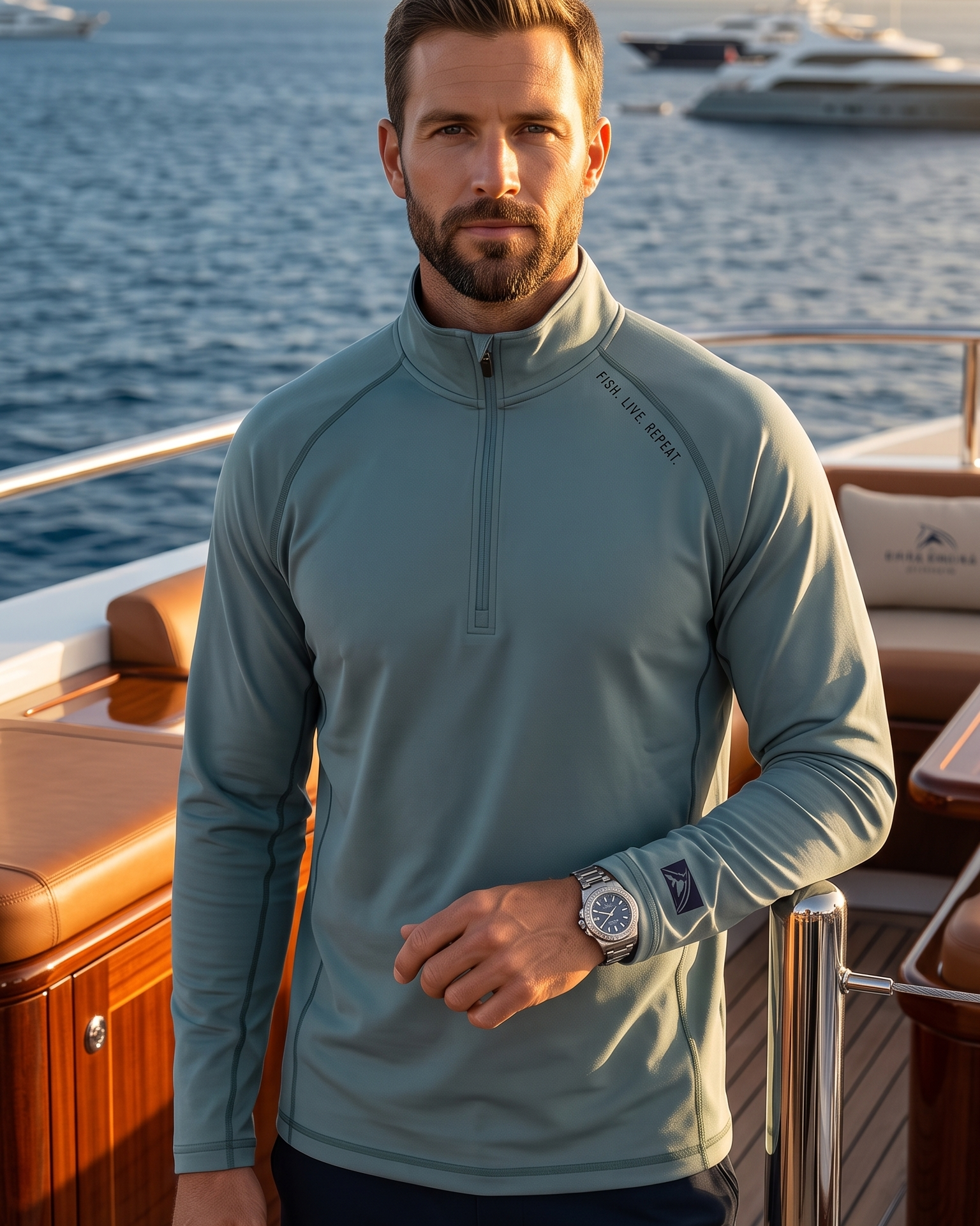 Fish Live Repeat -  Performance Quarter Zip Pullover | UPF 50+ Outdoor