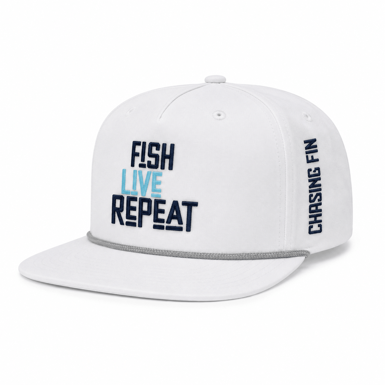 Fish. Live. Repeat.™ Embroidered Logo 5-Panel Performance Rope Hat
