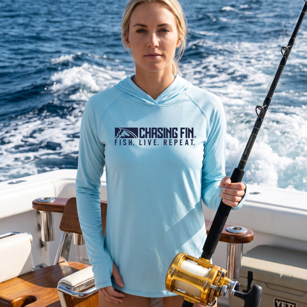 Fish Live Repeat - Ladies Solar Performance Hoodie - Chasing Fin New Collection

