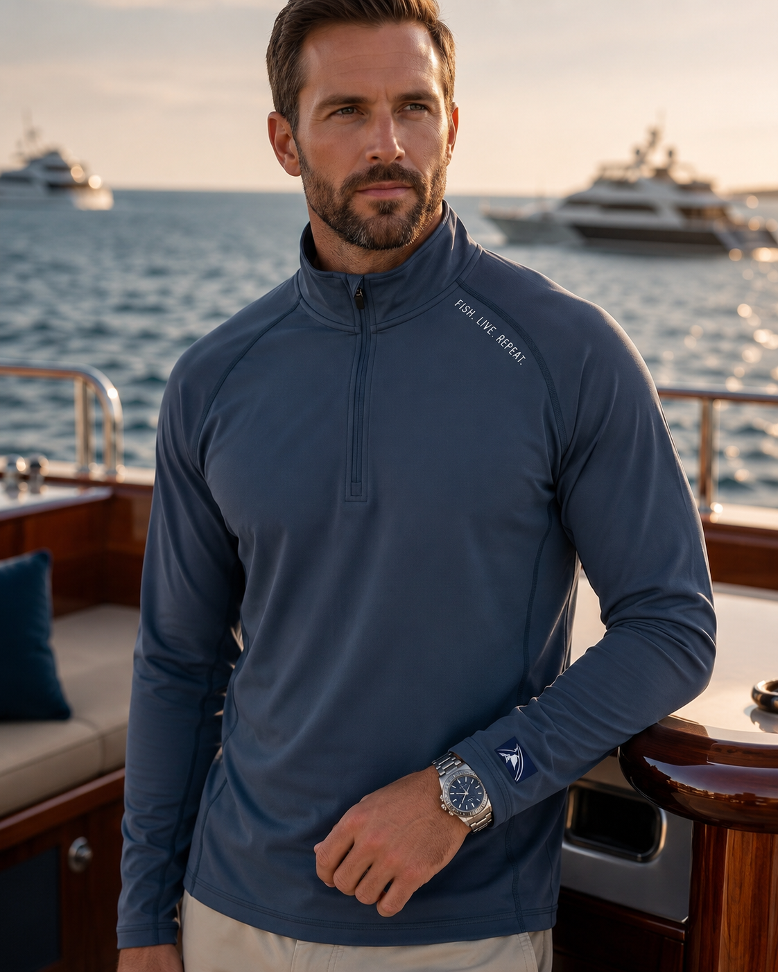 Fish Live Repeat - Performance Quarter Zip Pullover | UPF 50+ Outdoor
