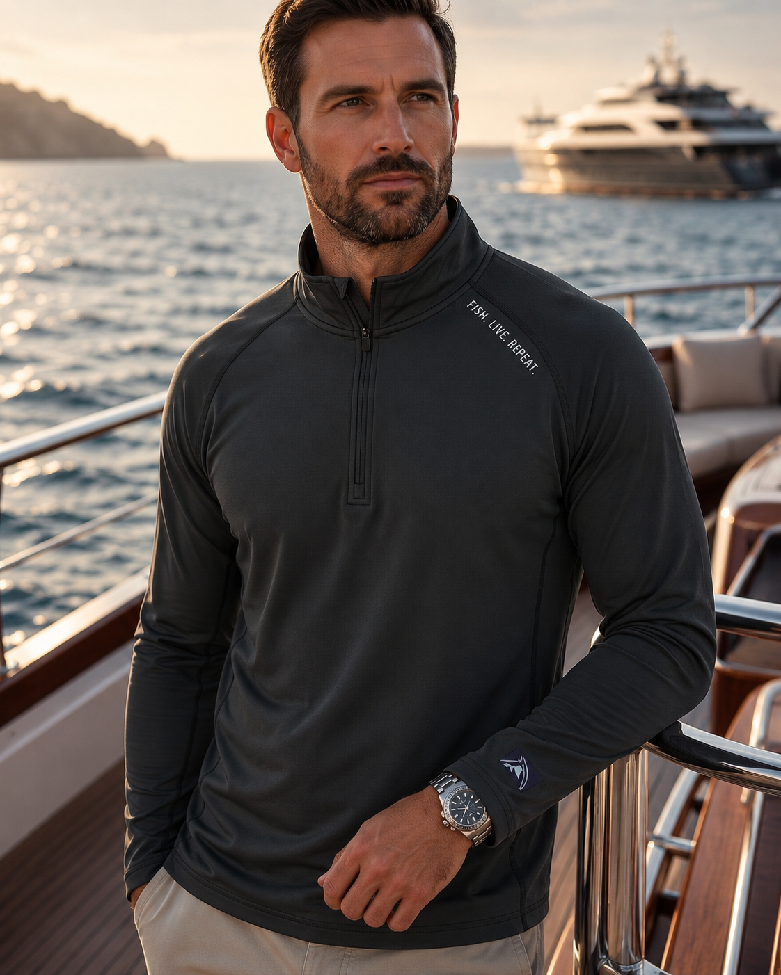 Fish Live Repeat - Performance Quarter Zip Pullover | UPF 50+ Outdoor
