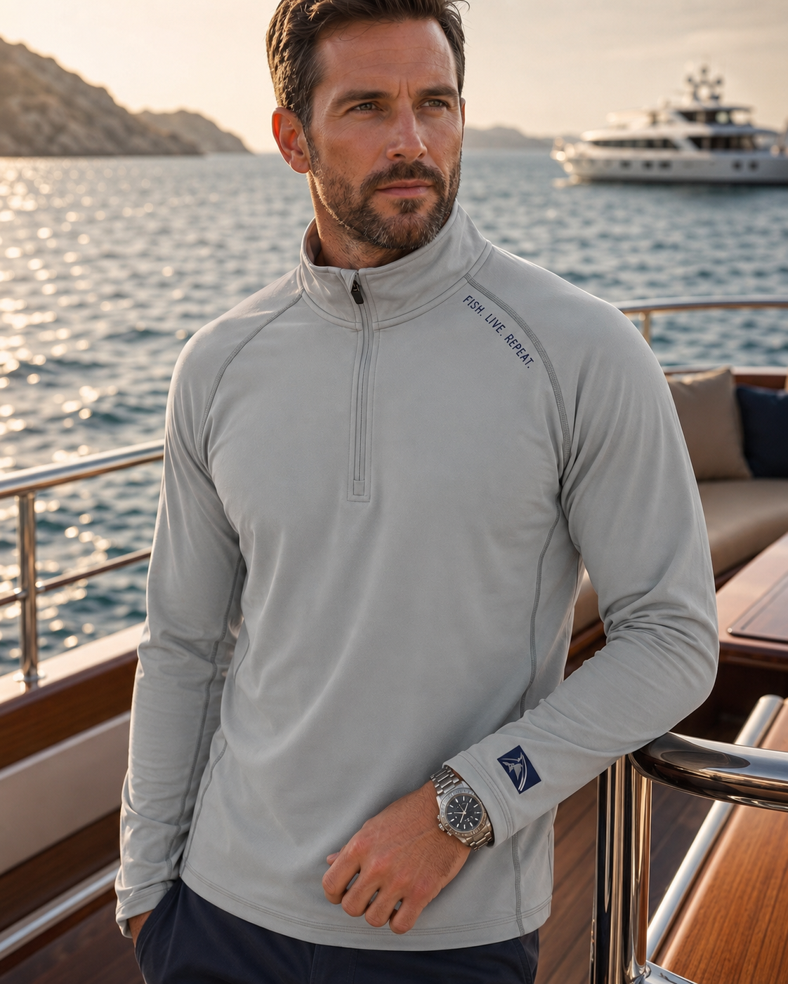 Fish Live Repeat - Performance Quarter Zip Pullover | UPF 50+ Outdoor
