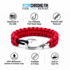 Red & Black Slim Cobra Braid Fish Hook Bracelet
