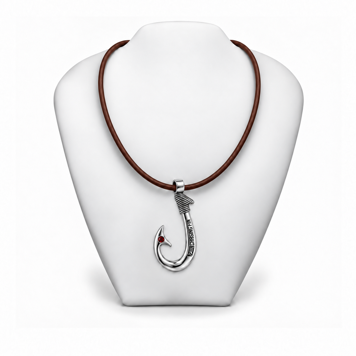 Garnet 950 Solid Silver Signature Hook Premium Leather Necklace - Artisan Legacy™