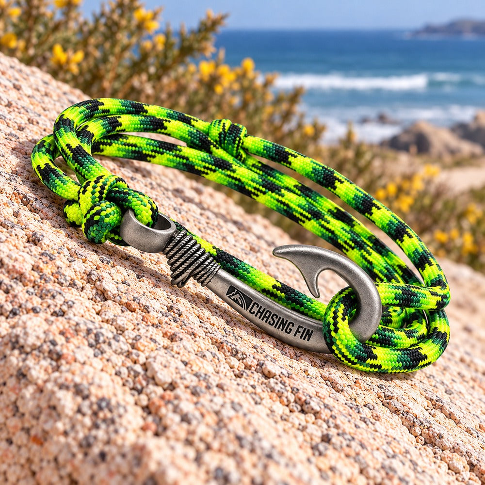 Gecko Adjustable Fish Hook Bracelet | Anklet. Glow Under Black Light