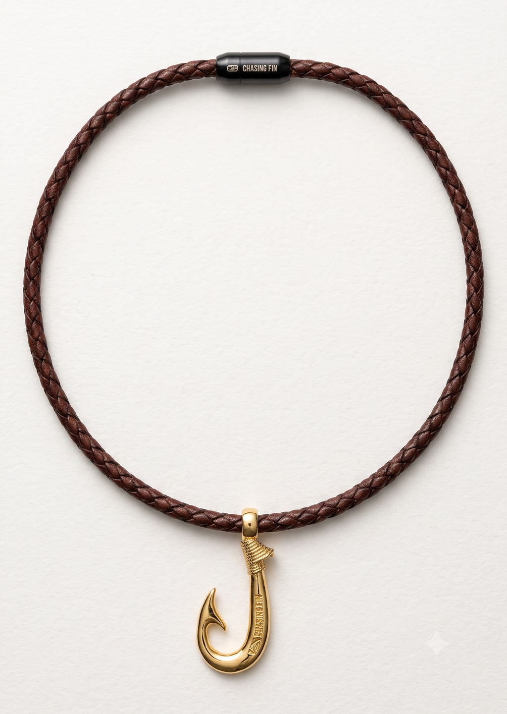 Luxury Gold-Plated Hook Leather Necklace.