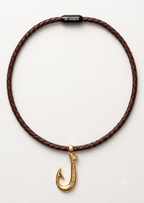 Luxury Gold-Plated Hook Leather Necklace.