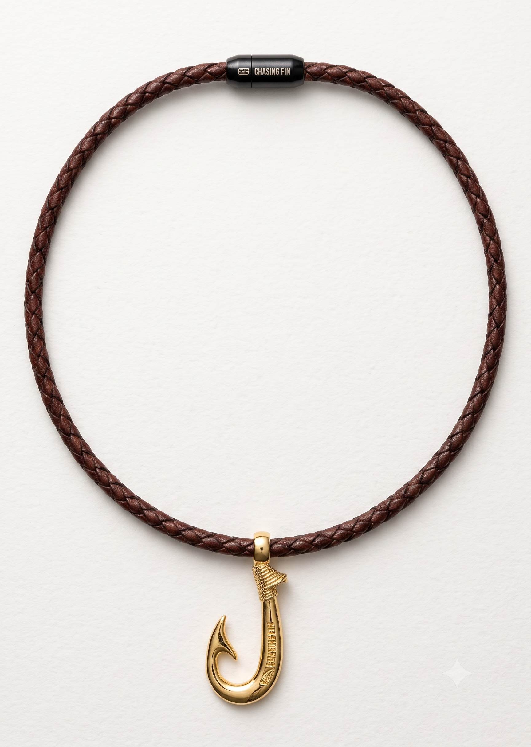 Luxury Gold-Plated Hook Leather Necklace.