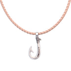 Genuine Leather Necklace Fish Hook with Magnetic Lock Clasp -New Edition
