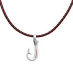 Genuine Leather Necklace Fish Hook with Magnetic Lock Clasp -New Edition
