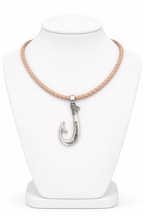 Genuine Leather Necklace Fish Hook with Magnetic Lock Clasp -New Edition
