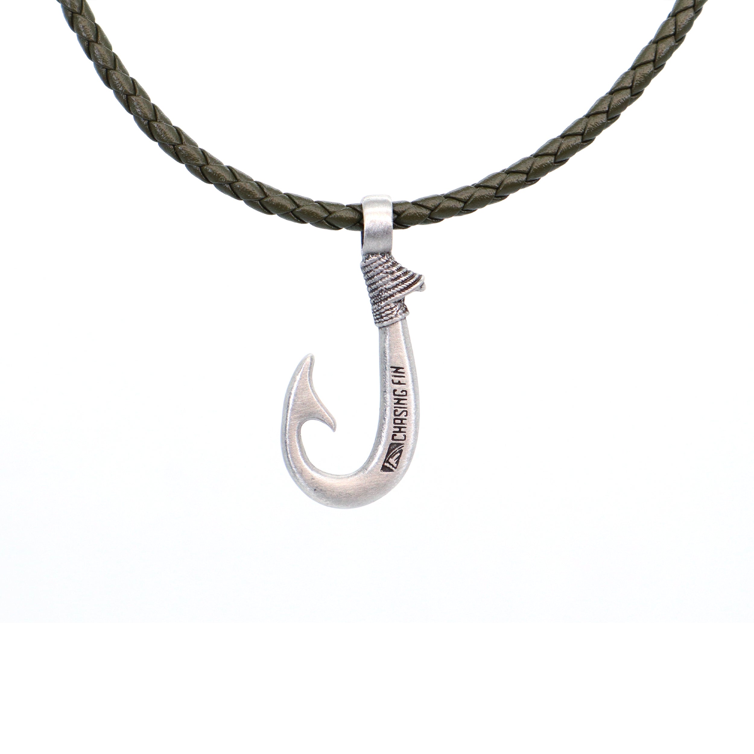 Genuine Leather Necklace Fish Hook with Magnetic Lock Clasp -New Edition
