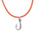 Genuine Leather Necklace Fish Hook with Magnetic Lock Clasp -New Edition
