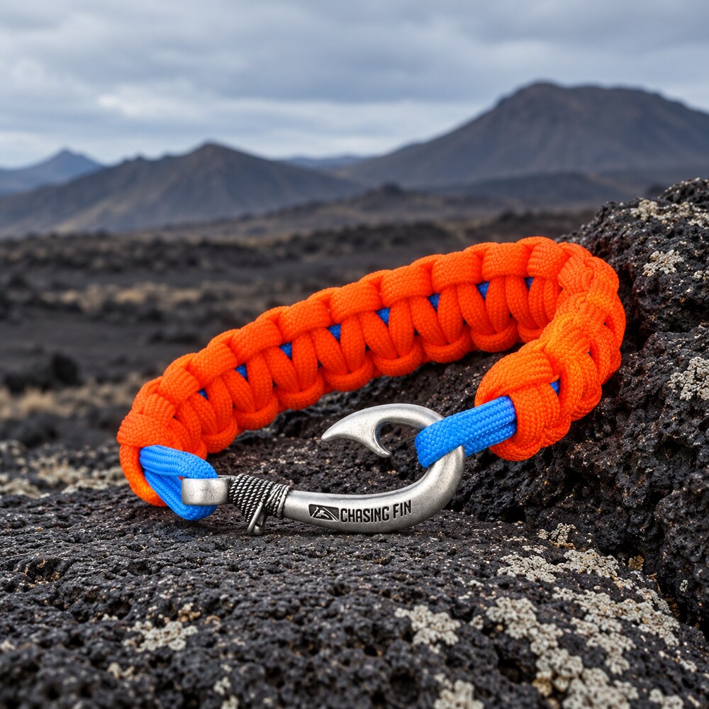 Glow Fish Cobra Braid Fish Hook Bracelet-Glow Under Black Light