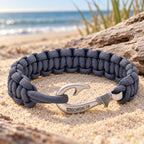 Graphite Cobra Braid Fish Hook Bracelet