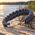 Graphite Cobra Braid Fish Hook Bracelet