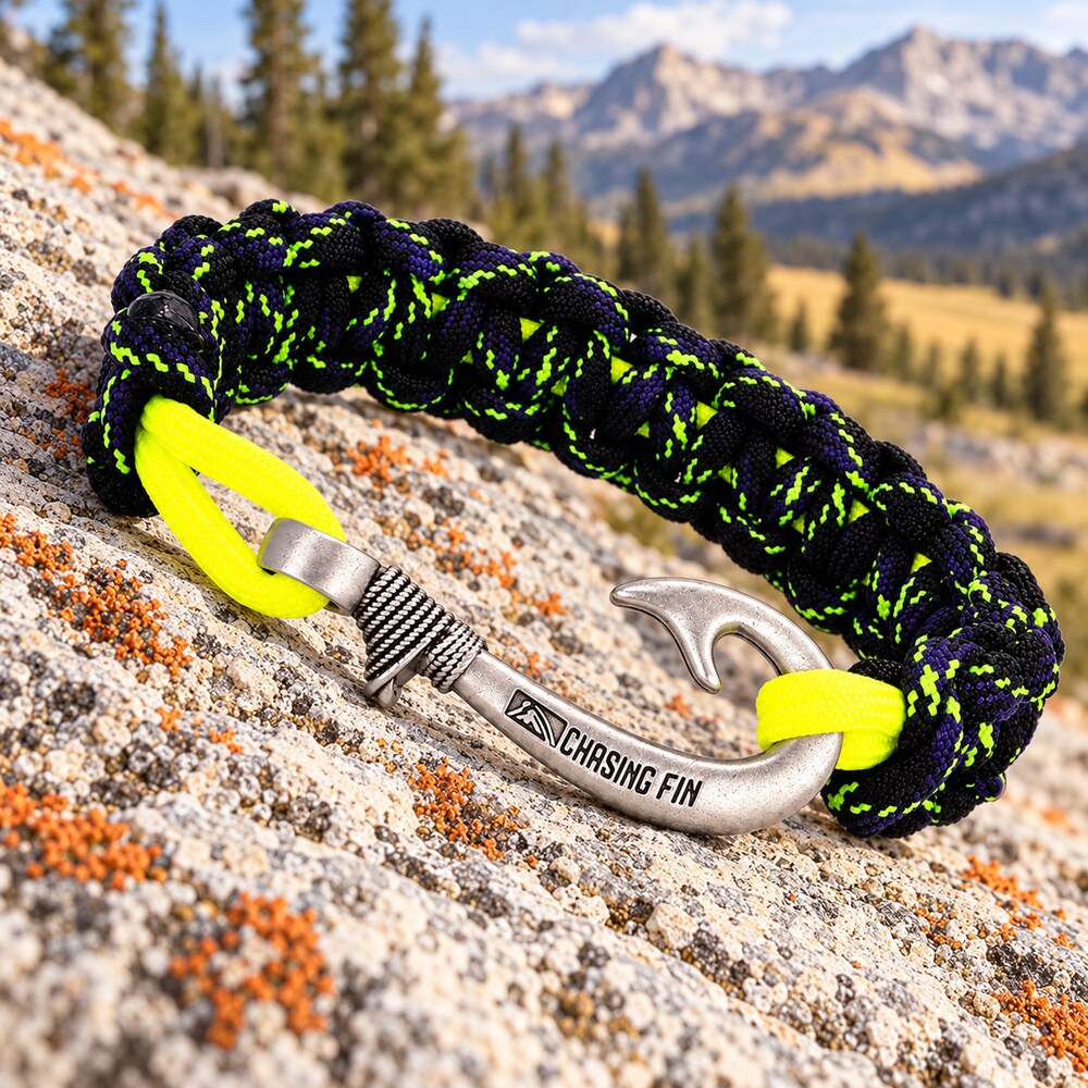 Yellowfin Fury Cobra Braid Fish Hook Bracelet- Glow Under Black Light