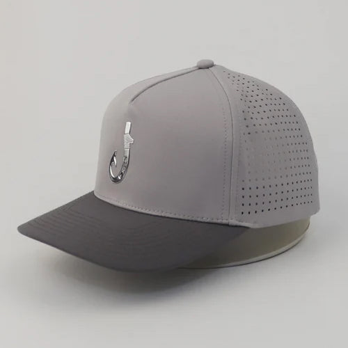 Grey Performance Patented 3D Fish Hook 5-Panel Hat – Fish Hook Bracelets