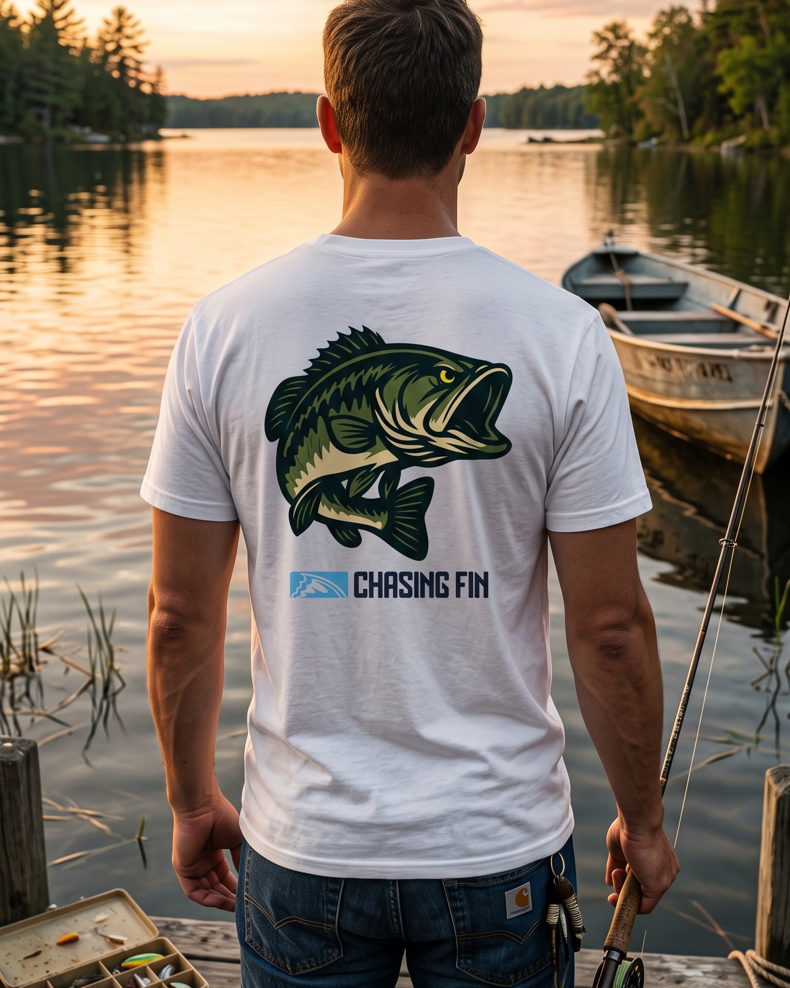 Hooked on Bass Blue T shirt - Chasing Fin
