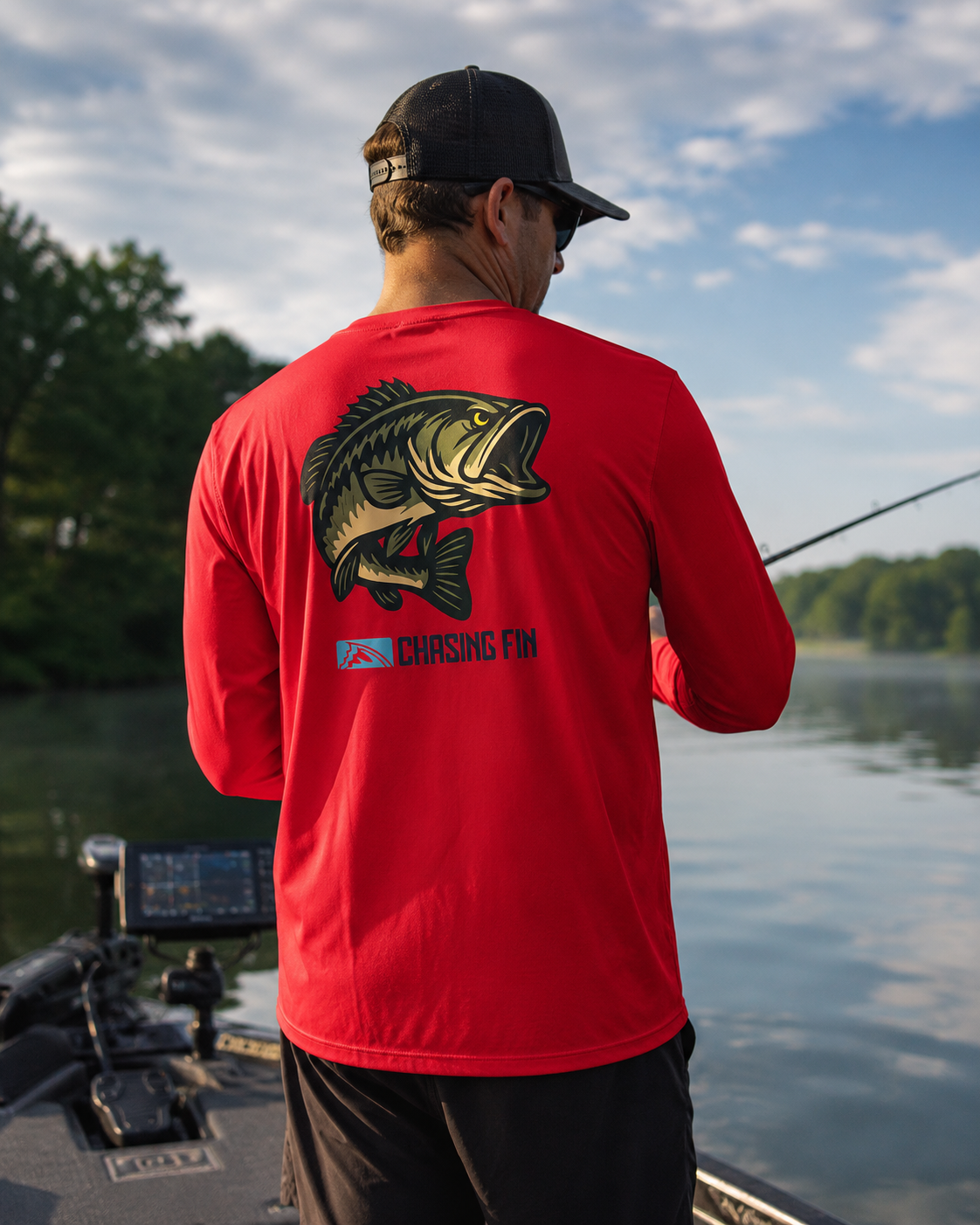 Hooked on Bass Performance Long Sleeve Shirt - Chasing Fin New Edition
