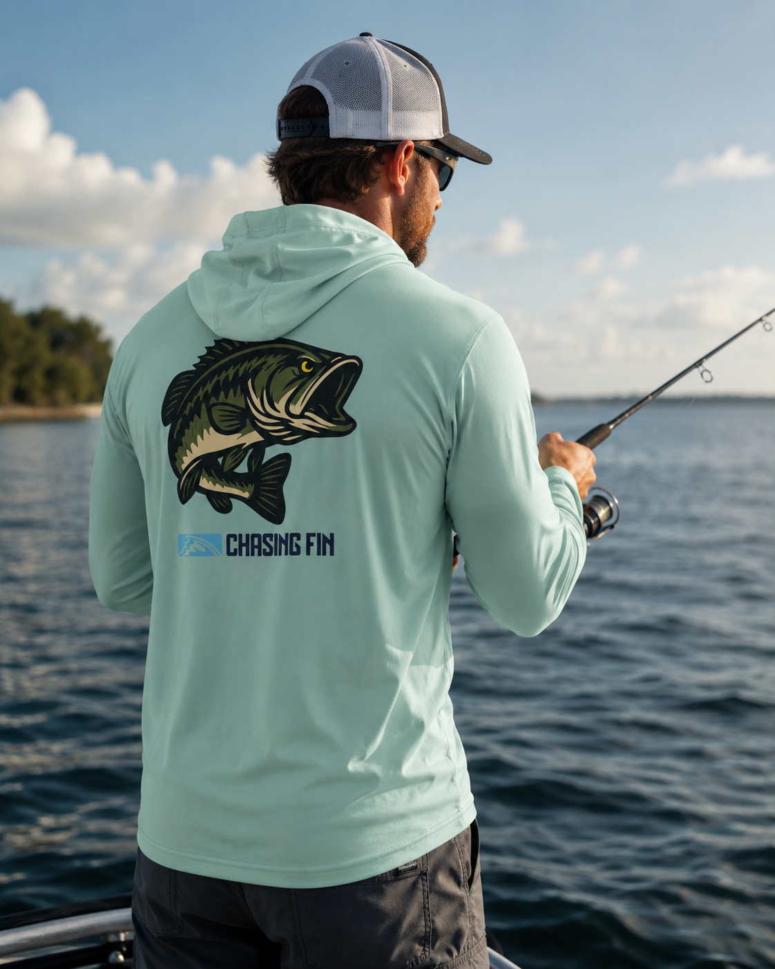 Hooked on Bass Performance Long Sleeve Shirt with Hoodie
