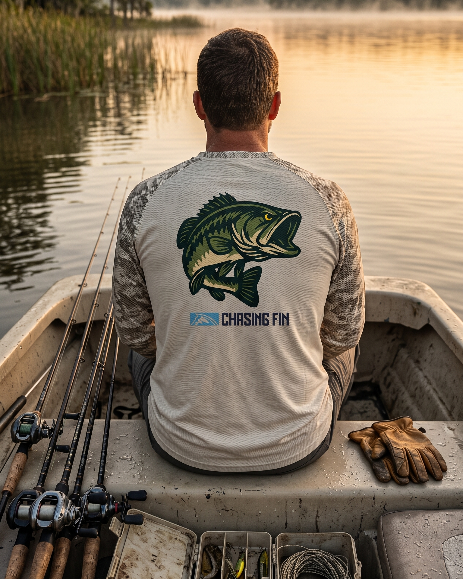 "Hooked on Bass" Pro Fin Performance Camo Long Sleeve Shirt
