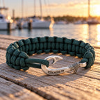 Hunter Green Cobra Braid Fish Hook Bracelet