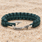 Hunter Green Cobra Braid Fish Hook Bracelet