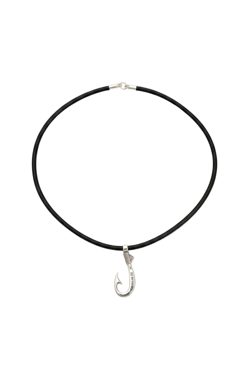 Artisan Legacy Collection Signature Hook with Genuine Leather Necklace – Handcrafted 950 Solid Silver