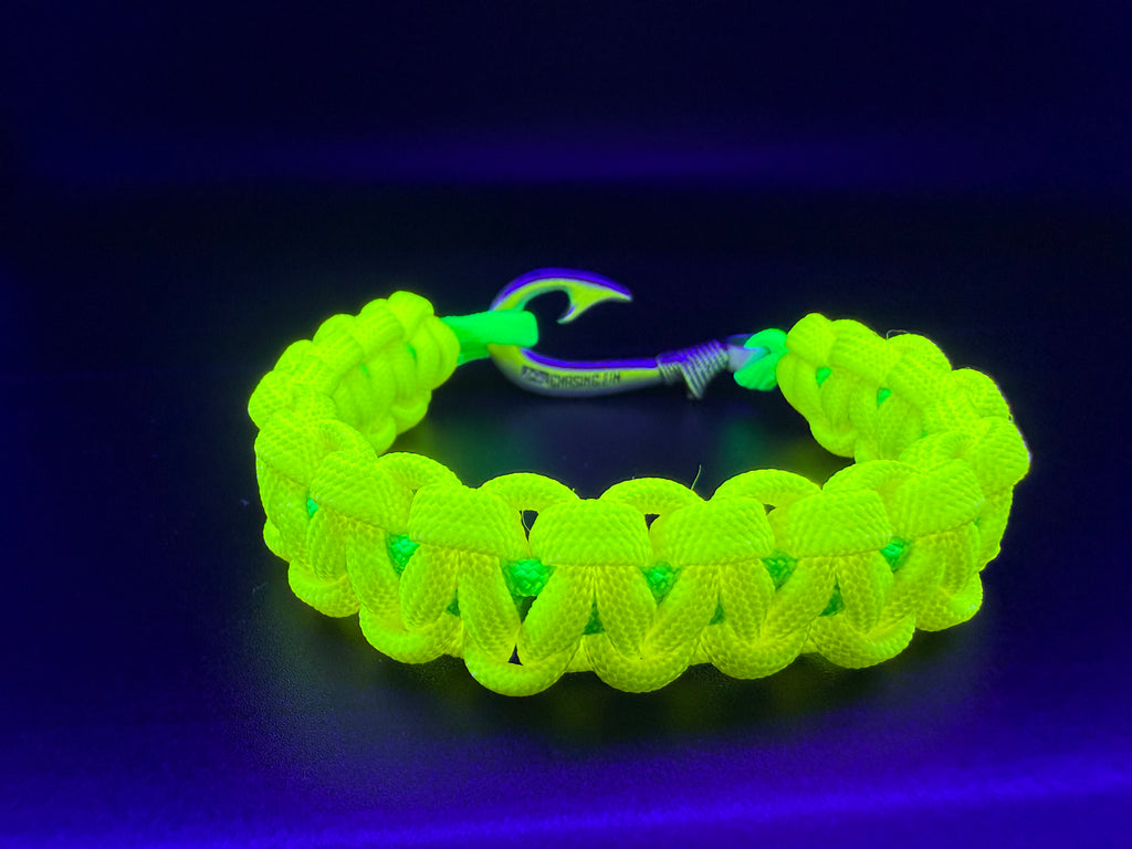Frogs for Hogs Cobra Braid Fish Hook Bracelet -Glow in the Dark