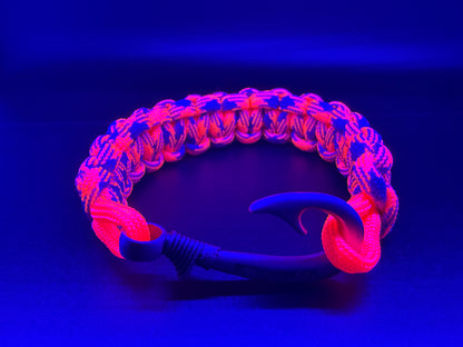 New Rosy Reef Cobra Braid Fish Hook Bracelet-Glow in the Dark