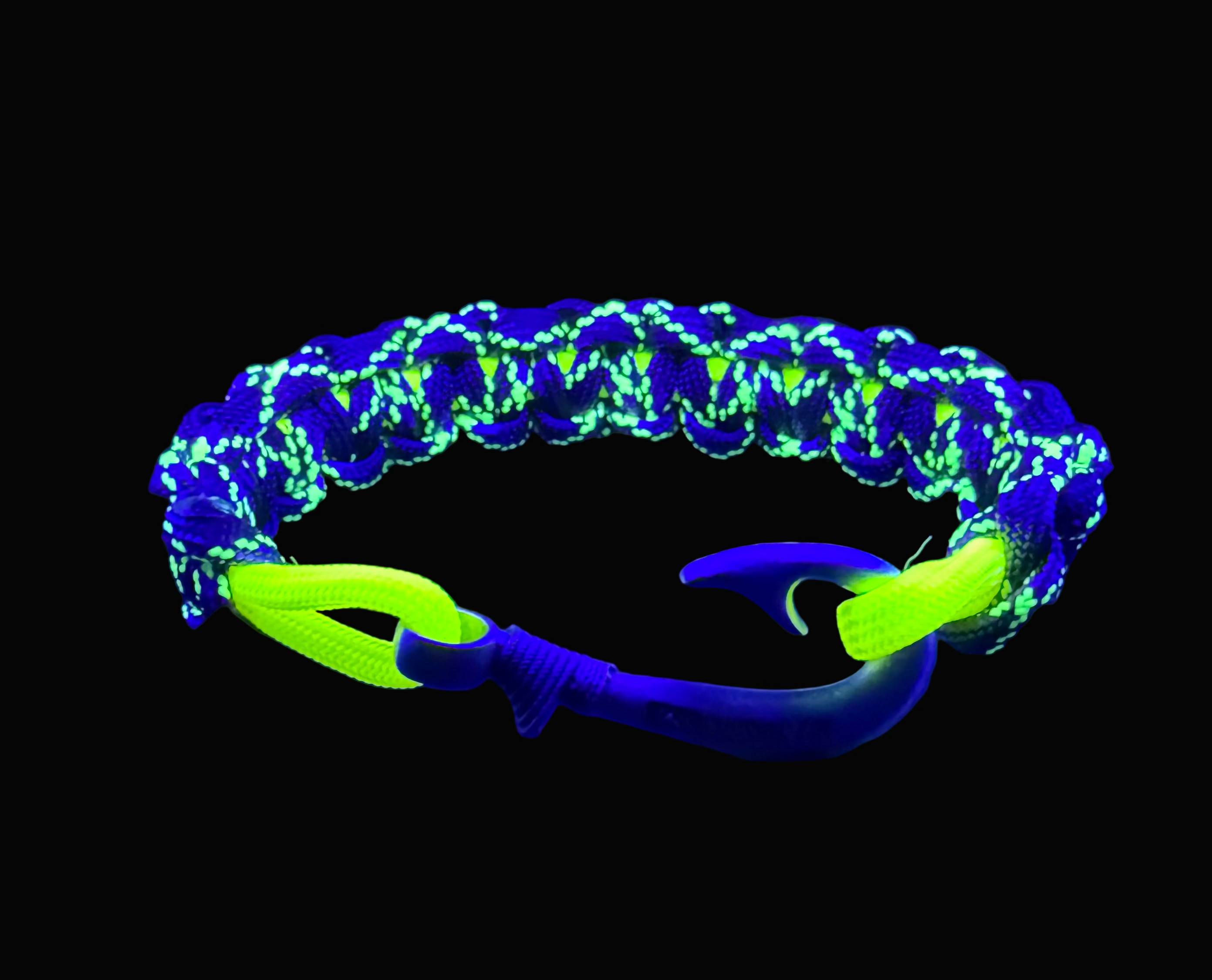 Yellowfin Fury Cobra Braid Fish Hook Bracelet- Glow in the Dark