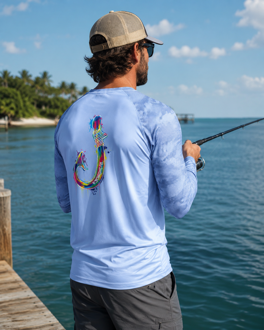 Pro Fin Camo Kona Performance Long Sleeve Shirt in Aqua