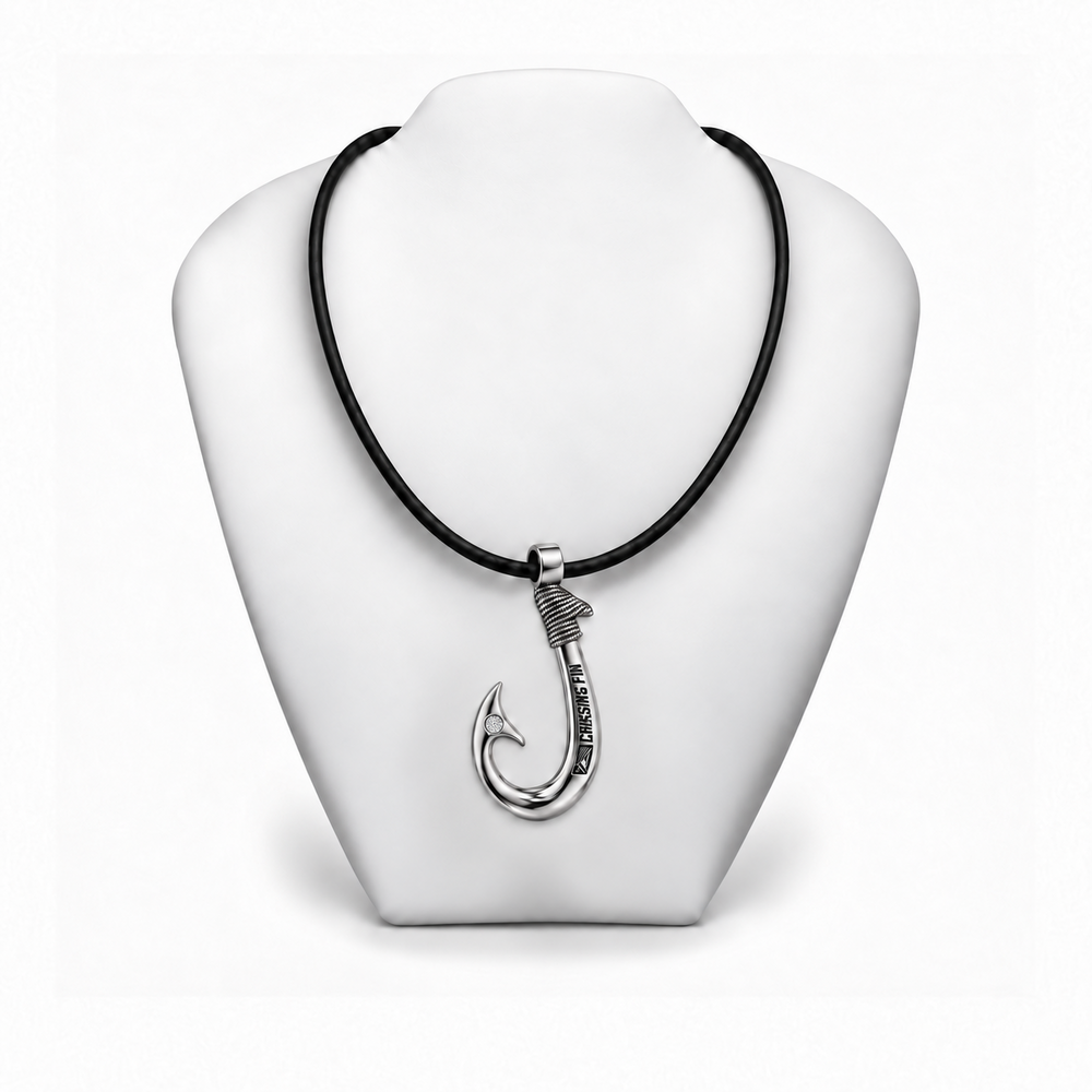 Lab-Grown Diamond 950 Solid Silver Signature Hook Premium Leather Necklace - Artisan Legacy™
