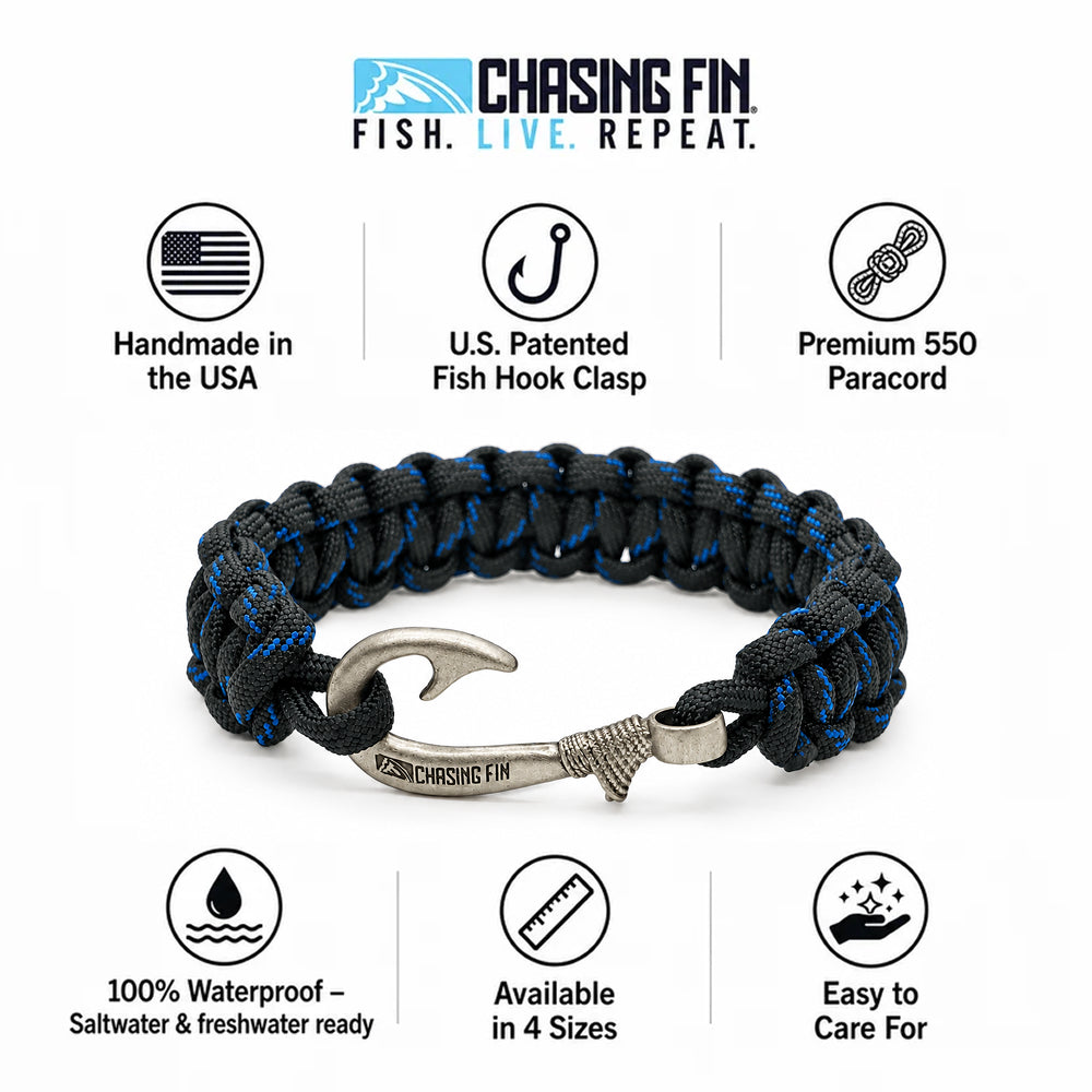 Law Enforcement Thin Blue Line Cobra Paracord Bracelet