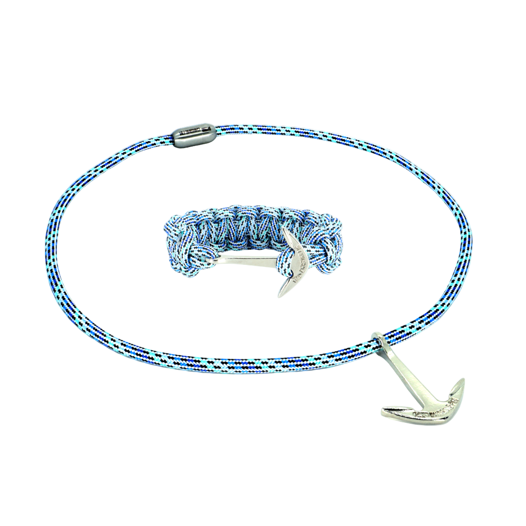Limited Edition Typhoon Paracord Necklace and Cobra Bracelet with Chasing Fin Anchor
