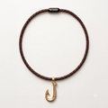 Luxury Gold-Plated Hook Leather Necklace.
