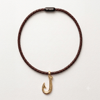 Luxury Gold-Plated Hook Leather Necklace.

