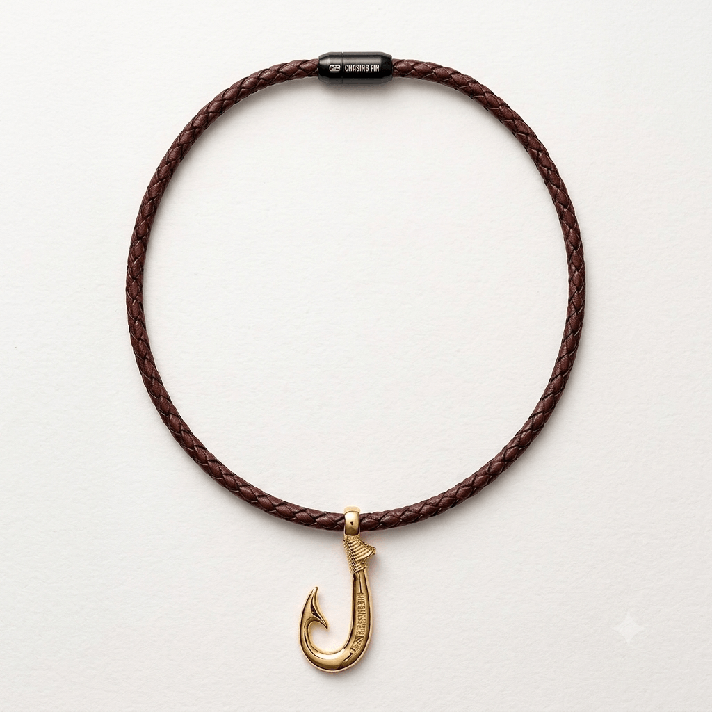 Luxury Gold-Plated Hook Leather Necklace.
