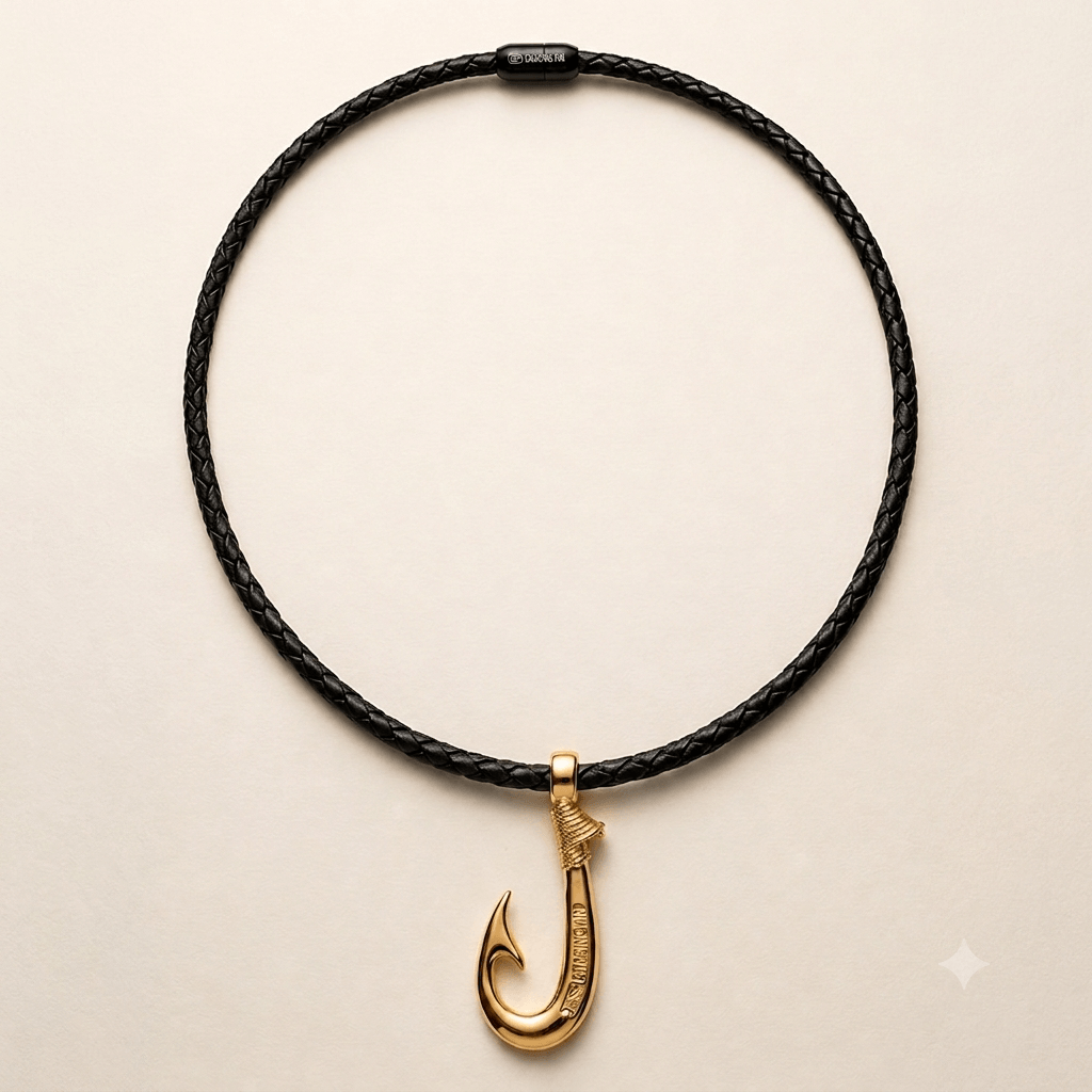 Luxury Gold-Plated Hook Leather Necklace.

