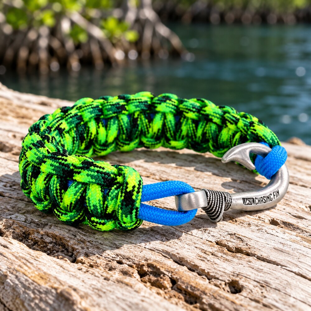 Mahi-Mahi Cobra Braid Fish Hook Bracelet- Glow Under Black Light