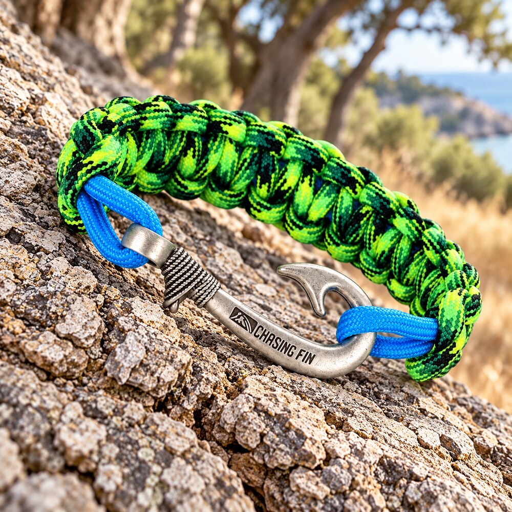 Mahi-Mahi Cobra Braid Fish Hook Bracelet- Glow Under Black Light